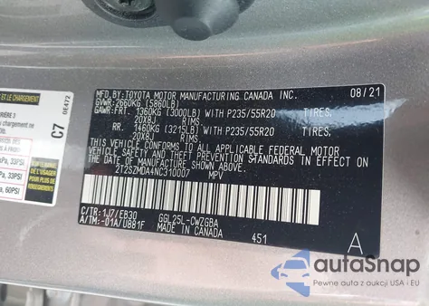 2022 Lexus Rx F Sport Appearance из США, поврежденный, VIN 2T2SZMDA4NC310007